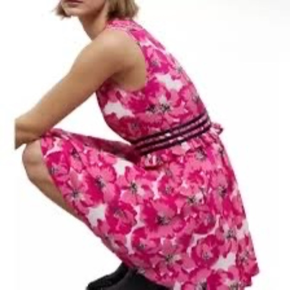 The Kooples Pink Floral Silk Mini Dress US Size 6 NWT - Picture 4 of 9